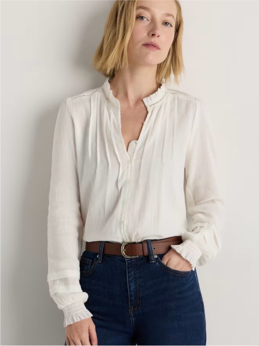 Quince Cotton Peasant Blouse M